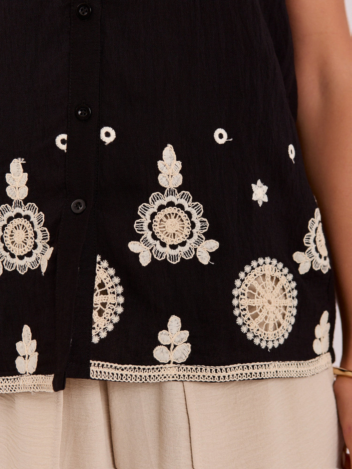 Blusa Boho Sin Mangas con Bordados