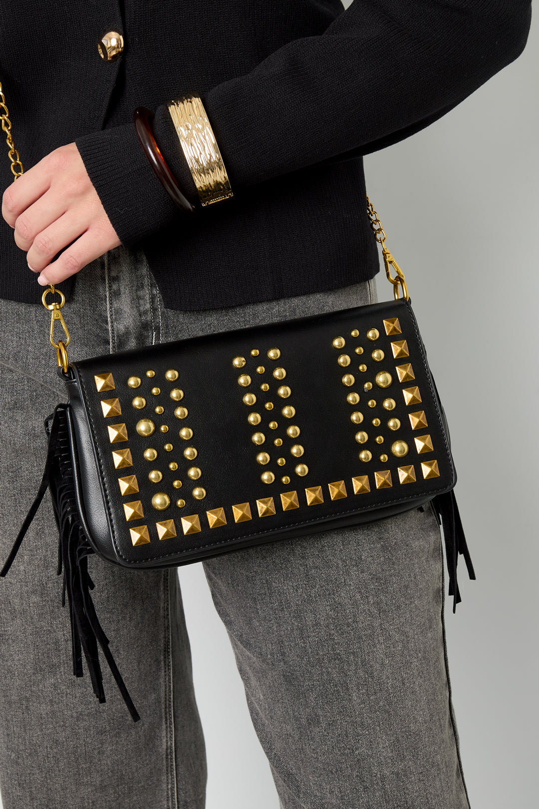 Bolsos de hombro geométricos punk de PU, accesorios diarios