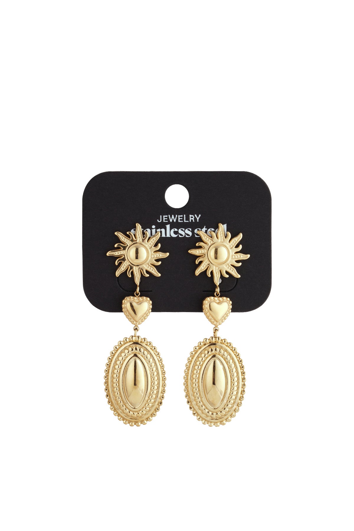 Me encantan los pendientes colgantes con forma de sol.