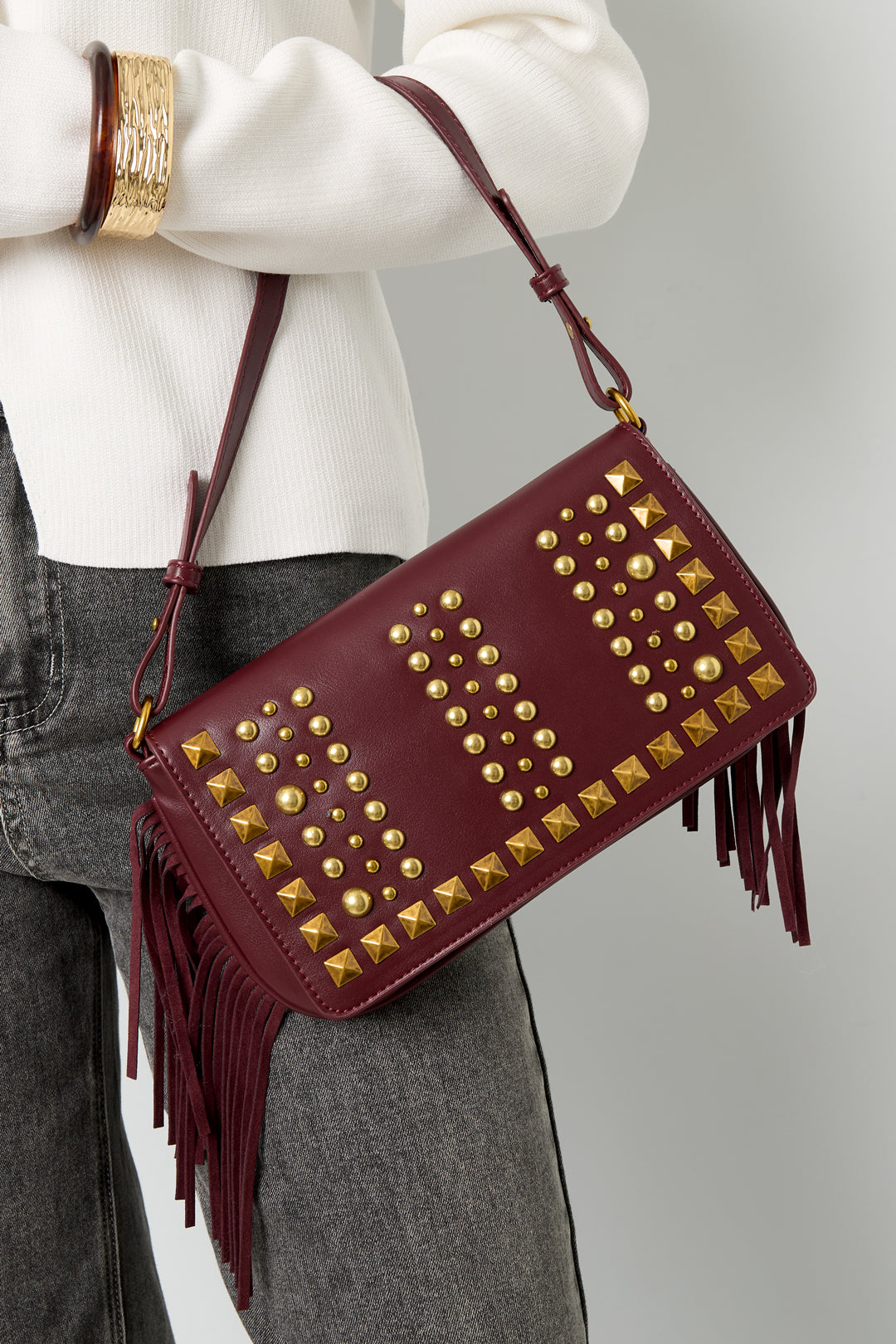 Bolsos de hombro geométricos punk de PU, accesorios diarios