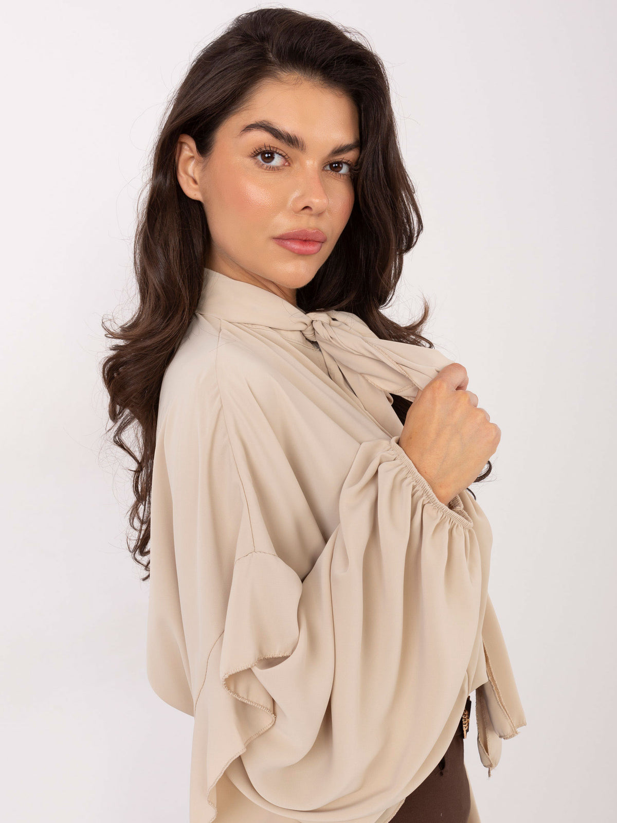 Blusa Elegante con Lazada y Mangas Abullonadas
