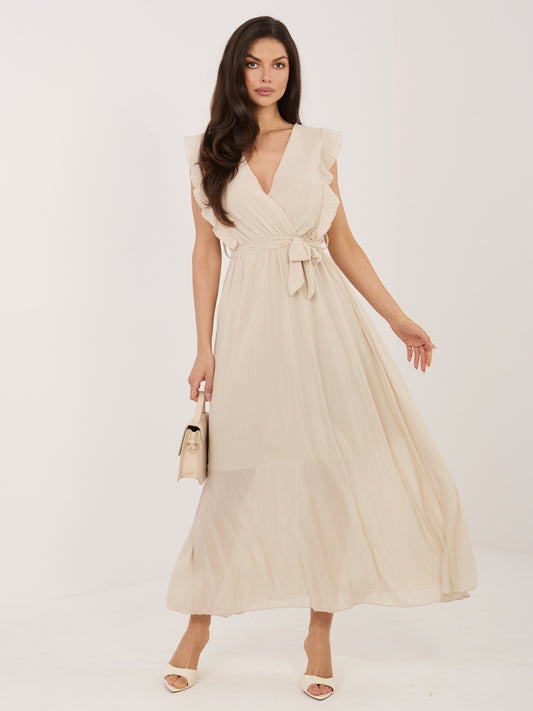 Vestido Midi Evasé con Escote Cruzado y Lazada