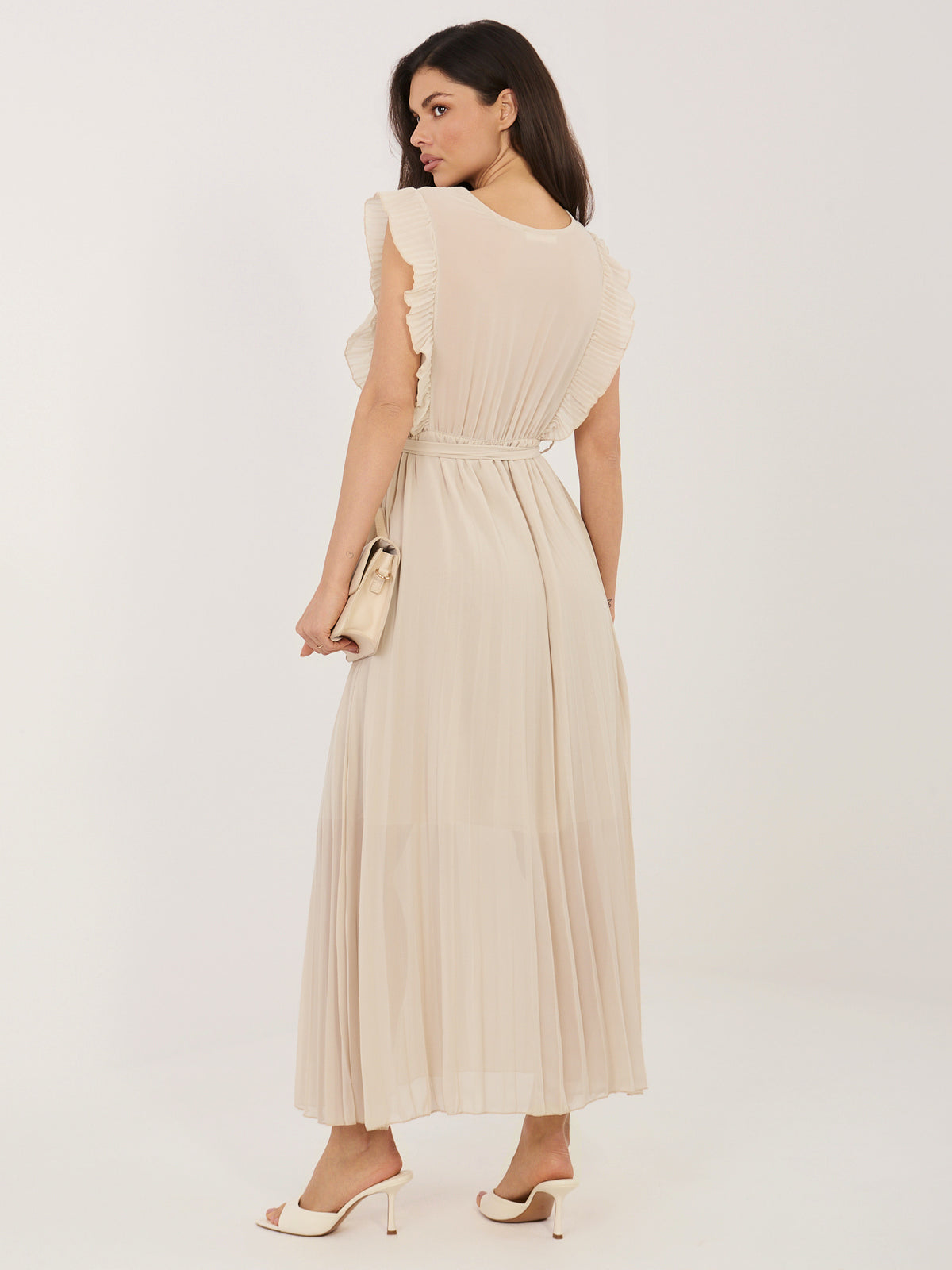 Vestido Midi Evasé con Escote Cruzado y Lazada