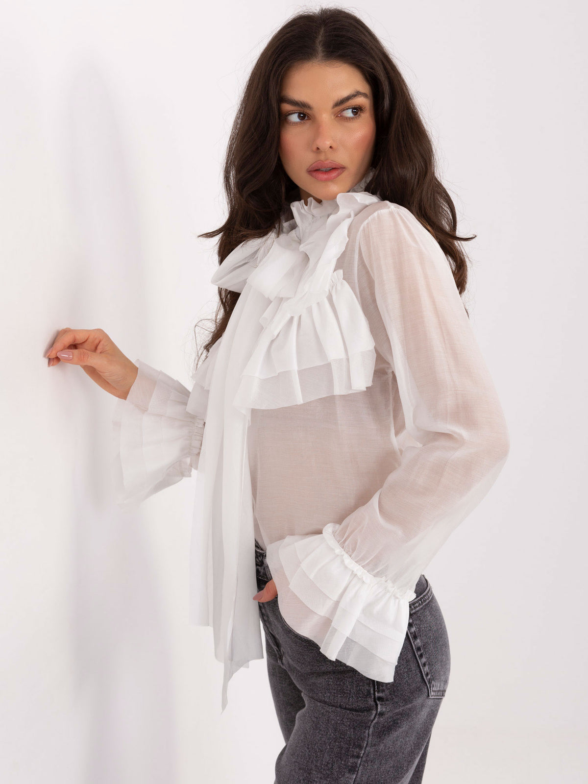 Blusa Elegante con Lazada y Volantes