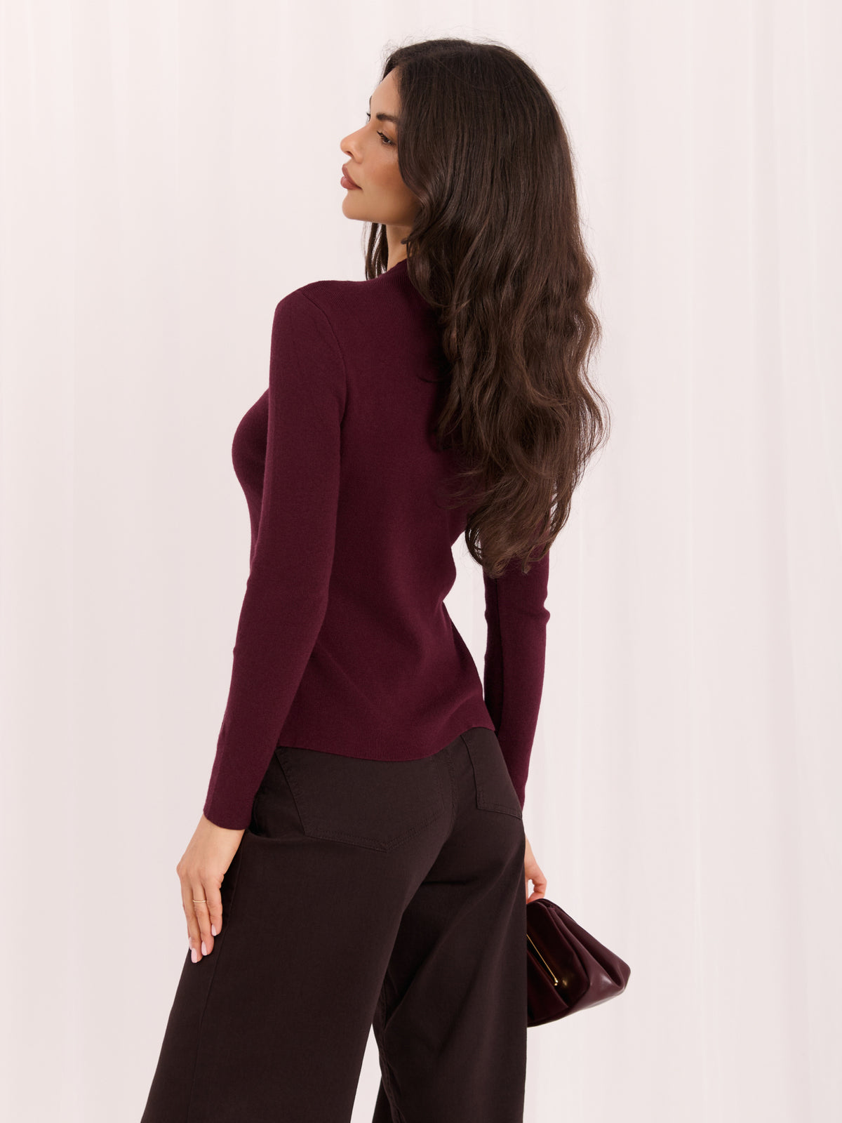 Jersey Ajustado de Cuello Alto con Botones