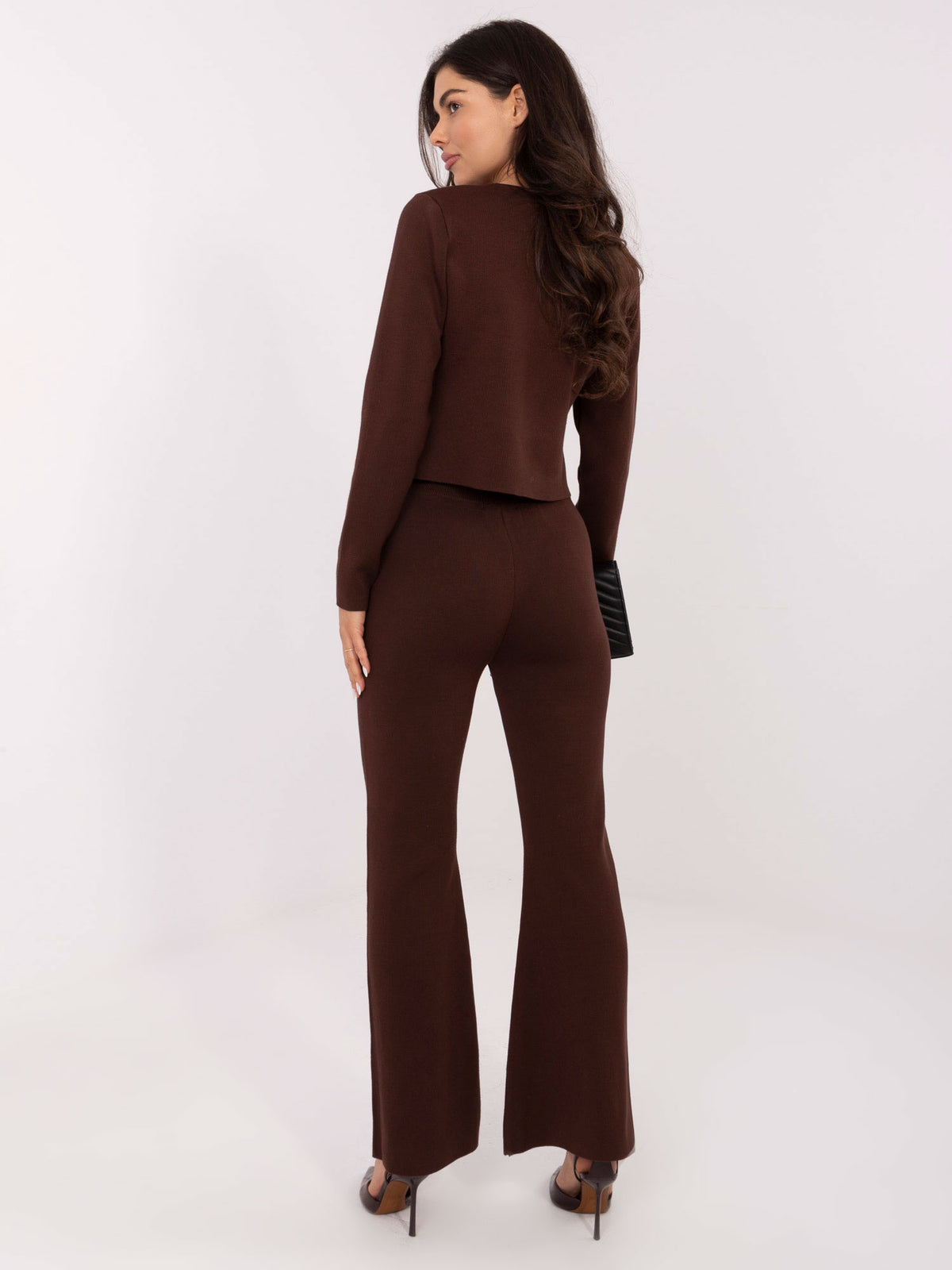 Conjunto de Punto con Jersey Corto y Pantalón Marrón