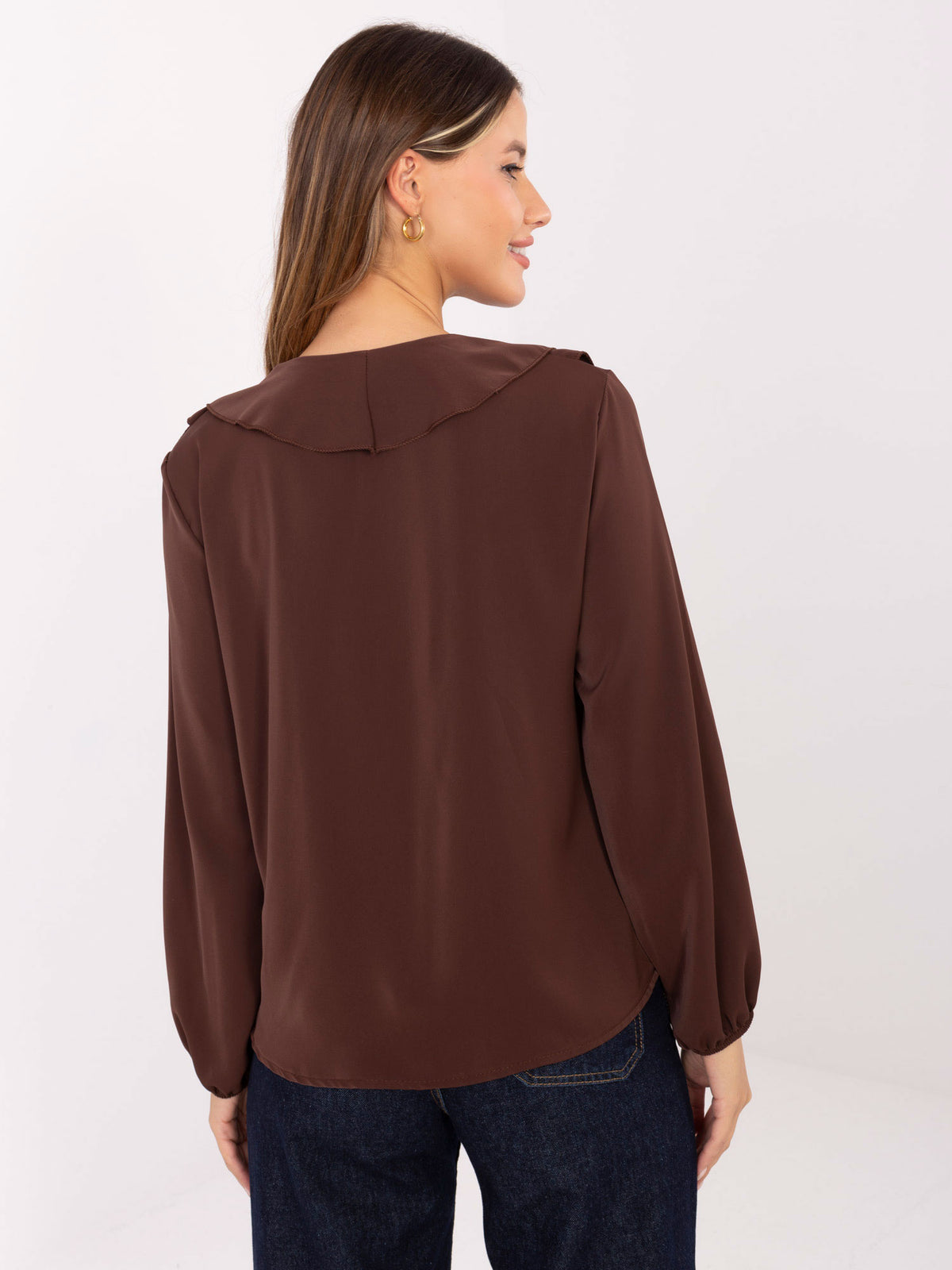 Blusa Elegante con Volantes y Mangas Abullonadas