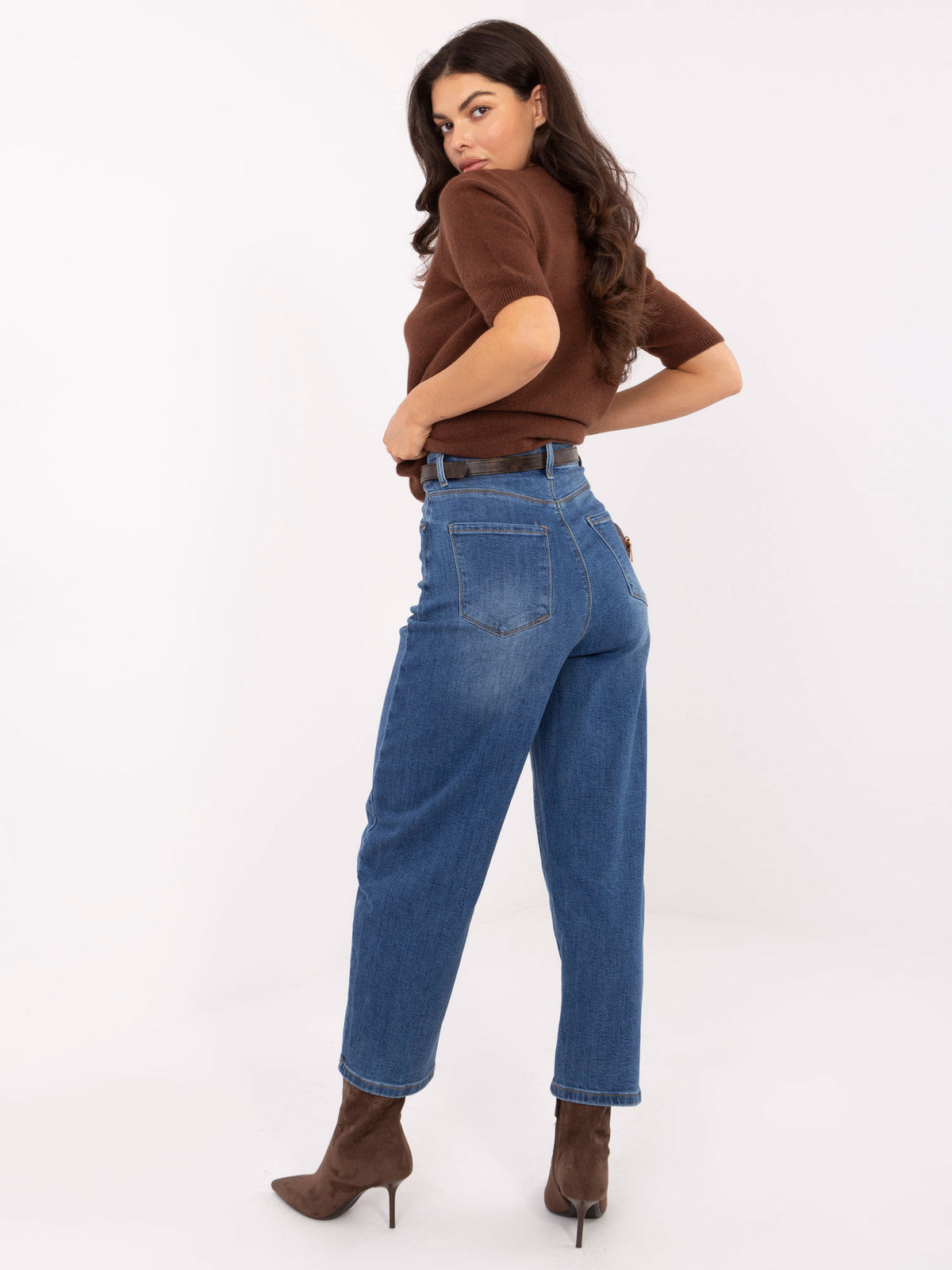 Jeans Balloon de Tiro Alto con Cinturón