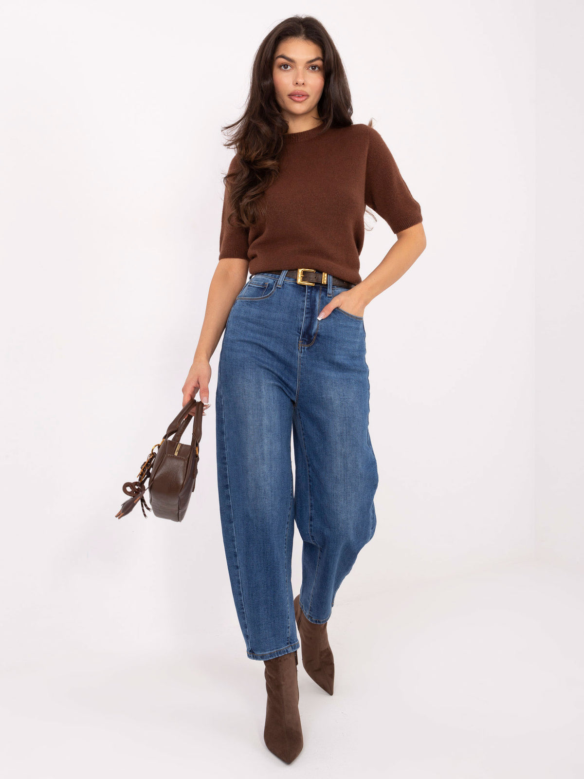 Jeans Balloon de Tiro Alto con Cinturón