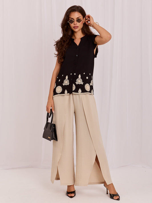 Blusa Boho Sin Mangas con Bordados